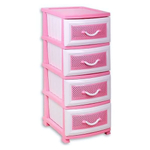 Комод "Дельфин" 4 секции, розовый / белый РП-411