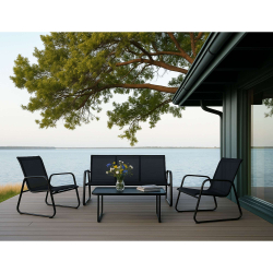 Комплект садовой мебели VERANDA (кресло 2шт, диван 1шт, стол 1шт), черный/черный