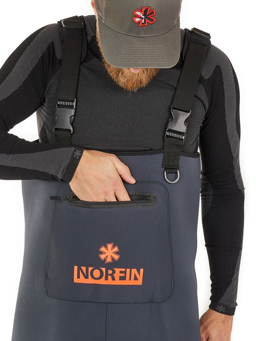 Полукомбинезон забродный Norfin SHADOW NEOPRENE BOOTFOOT р.43-M-S с сапогами резина