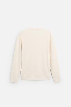 ZARA ФУТБОЛКА С ПУГОВИЦАМИ НА ВЫРЕЗЕ, ЭКРЮ