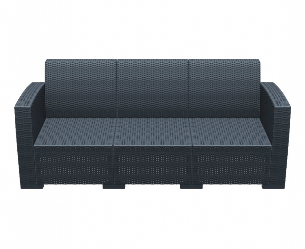 Диван пластиковый плетеный трехместный с подушками Monaco Lounge XL, антрацит