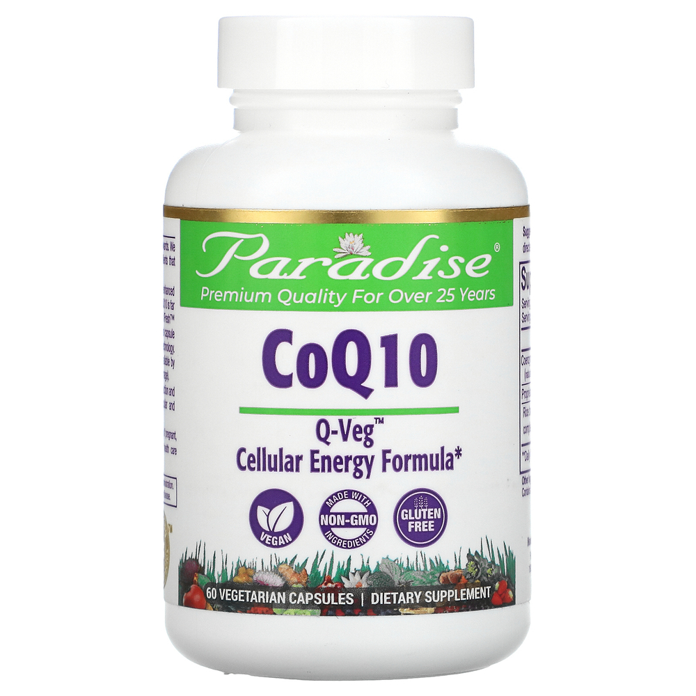 Paradise Herbs, коэнзим Q10, 60 вегетарианских капсул