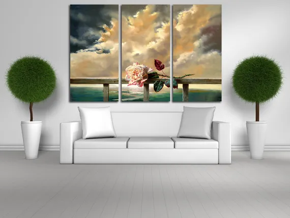 Модульная картина "Живописный бутон розы"