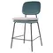 Стул полубарный Pea с контрастным кантом, велюр, сине-зеленый/бежевый