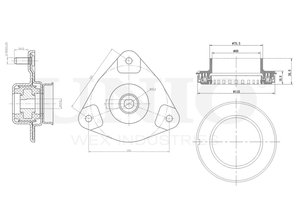 Опора амортизатора передняя (к-т) UNIO RMP-13054