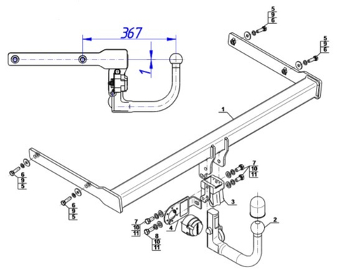 Фаркоп на Skoda Octavia II лифтбек 2004-2013 (паспорт и сертификат в комплекте)(без электрики) Steinhof.S-343