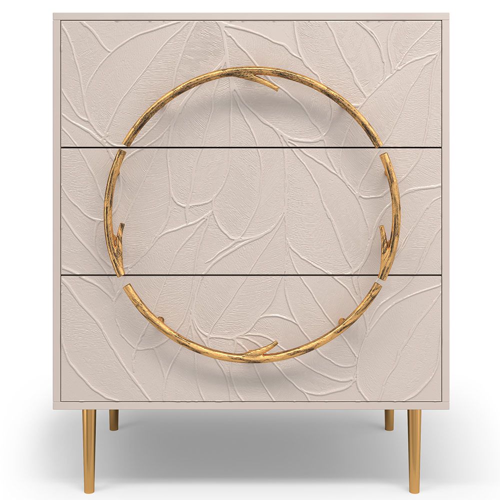 Комод Арт Колор leaves Стайл Голд с 3 ящиками Серый агат
