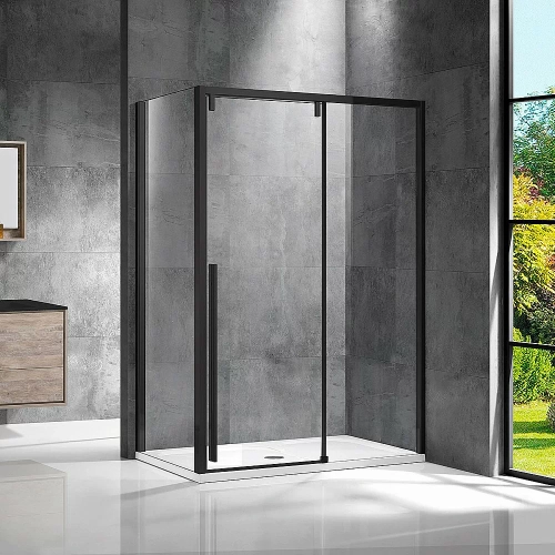Душевой уголок Vincea Lugano VSR-1L9015CLB-1 150x90 стекло прозрачное/профиль черный