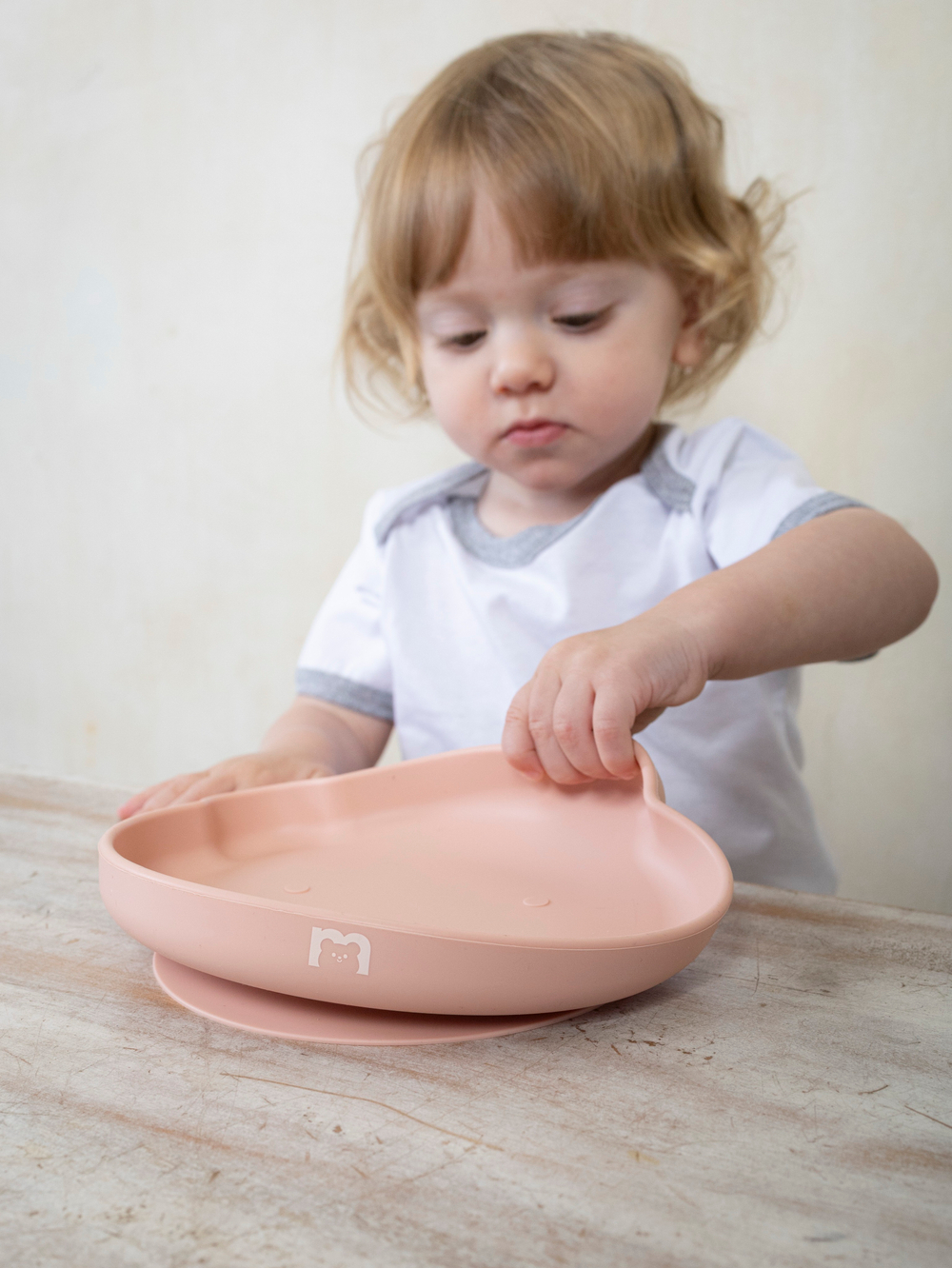 Силиконовая тарелка на присоске 400 мл Мишка, Cotton candy