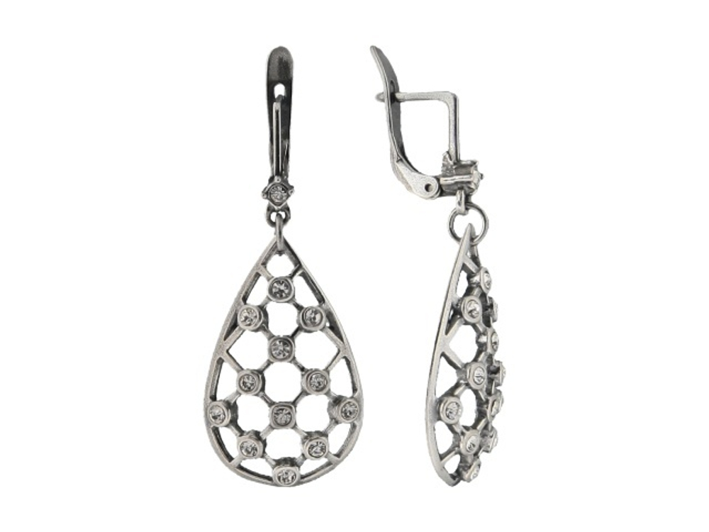 "Декорация" серьги в серебряном покрытии из коллекции "Театр" от Jenavi  с английским замком