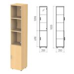 Шкаф закрытый со стеклом "Канц", 350х350х1830 мм