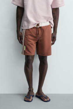 ZARA X PUKAS SURF ДЛИННЫЕ ПЛАВКИ С ПОЛОСАМИ, КОРИЧНЕВЫЙ