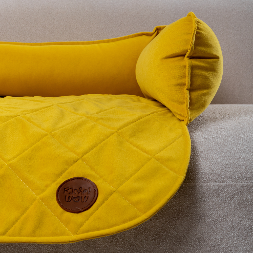 Диванный лежак из микровелюра, желтый 90х60 Rachel WOW