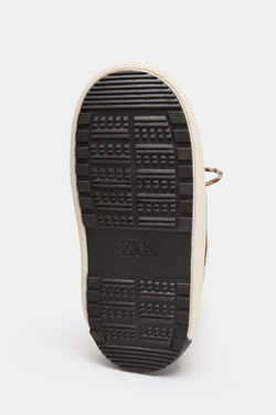 ZARA БОТИНКИ С КОНТРАСТНОЙ ШНУРОВКОЙ, ПЕСОЧНЫЙ