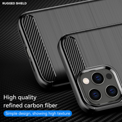 Чехол черного цвета с дизайном под карбон на iPhone 12 Pro Max, серия Carbon от Caseport