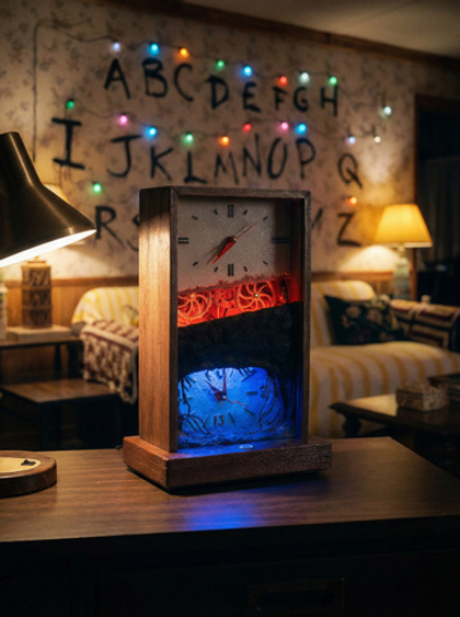 Настольные часы "Изнанка" - арт-объект с двумя циферблатами и подсветкой