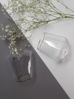 Набор шестигранных бокалов, 550мл, золотая кайма, 2 шт.