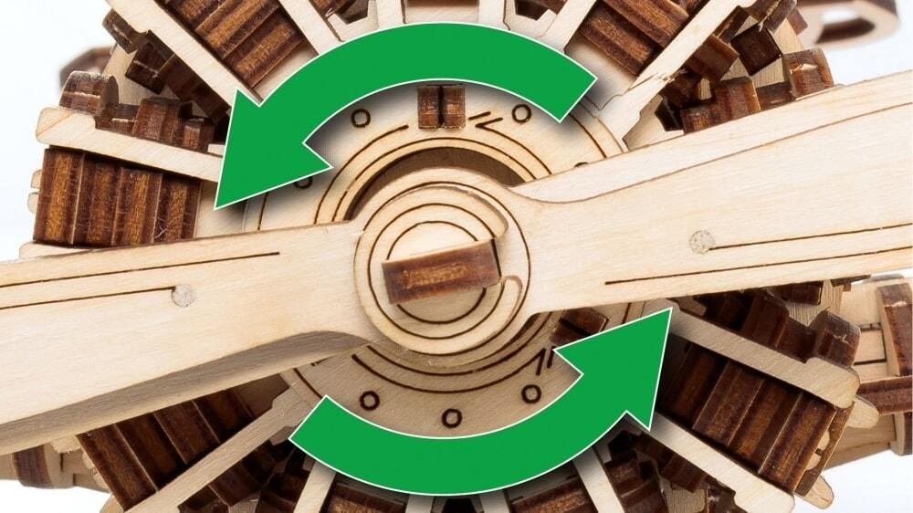 Самолет с мотором от EWA - Деревянный конструктор, сборная механическая модель, 3D пазл