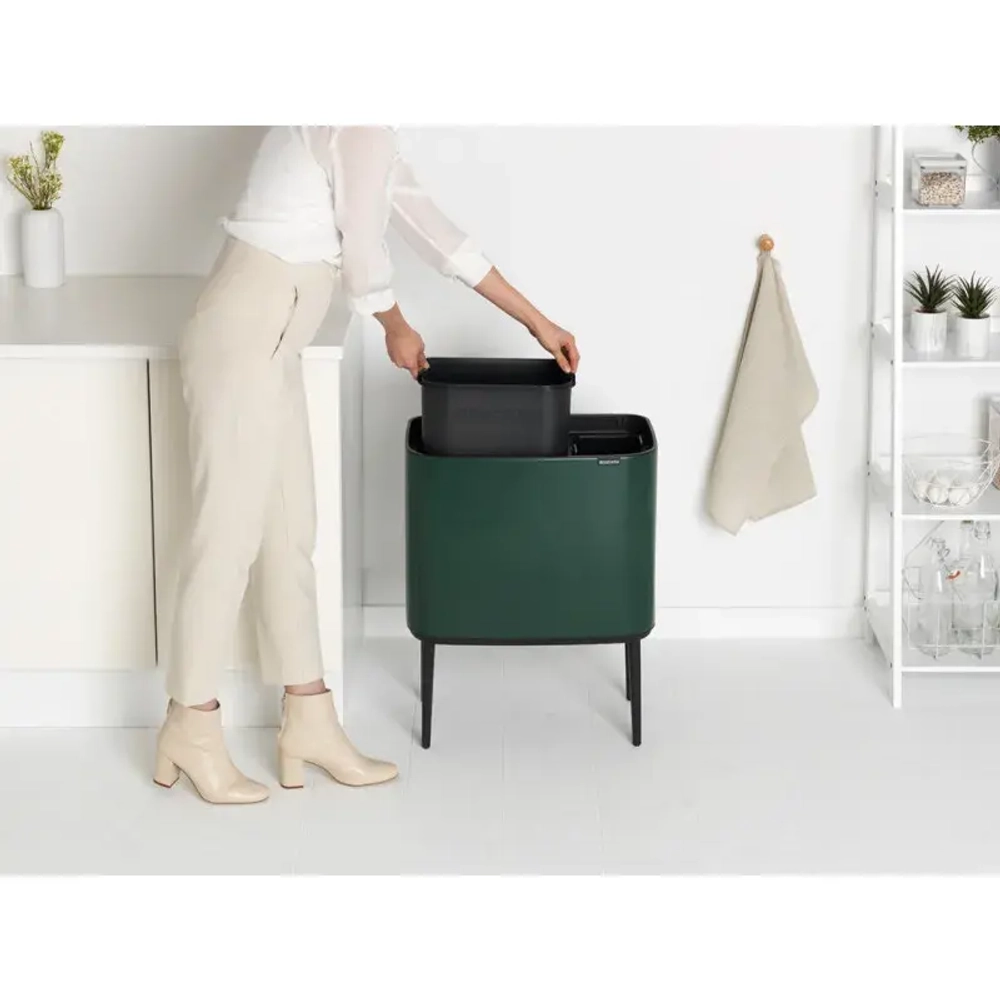 Brabantia Bo Touch 11+23л контейнер для мусора для переработки бутылок зеленый