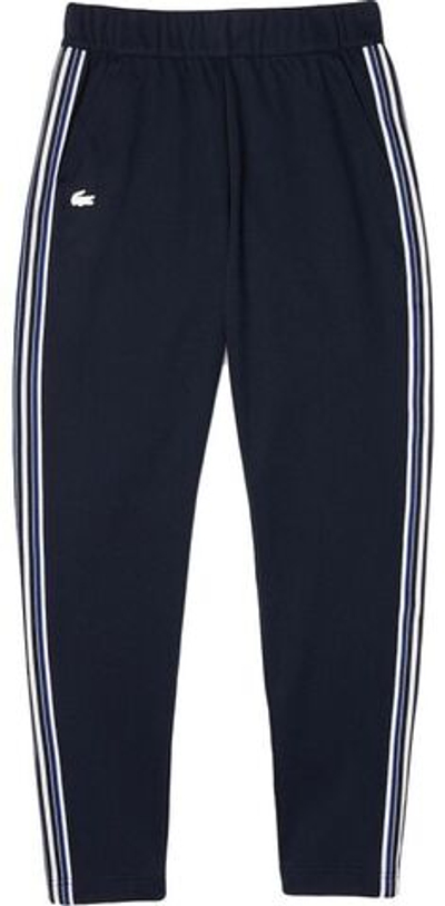 Женские Штаны теннисные Lacoste Women's Contrast Striped Cotton Blend Jogging Pants - navy blue/white/blue