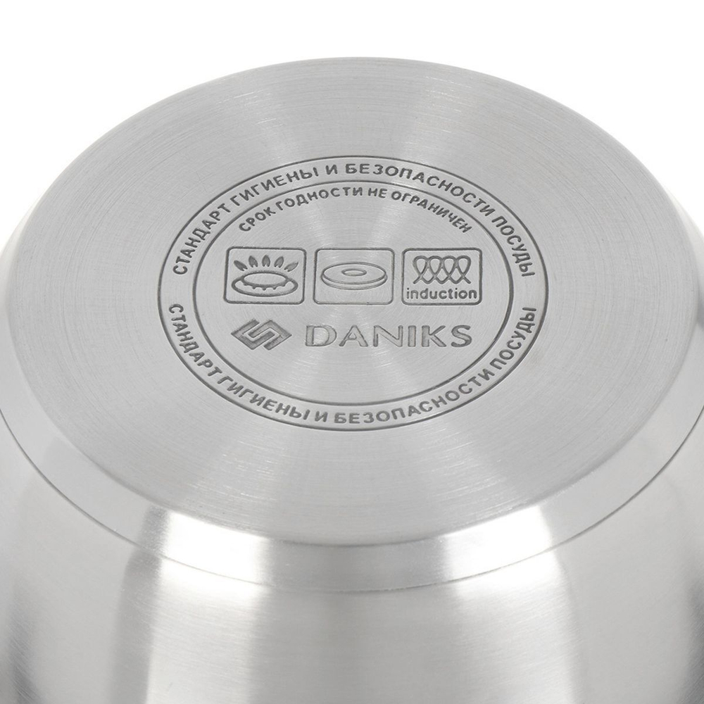 Кастрюля нерж, 5 л, с крыш, крышка стекло, Daniks, Перл, GS-01205-22, индукц