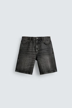 ZARA ДЖИНСОВЫЕ ШОРТЫ RELAXED FIT, ТЕМНО-СЕРЫЙ