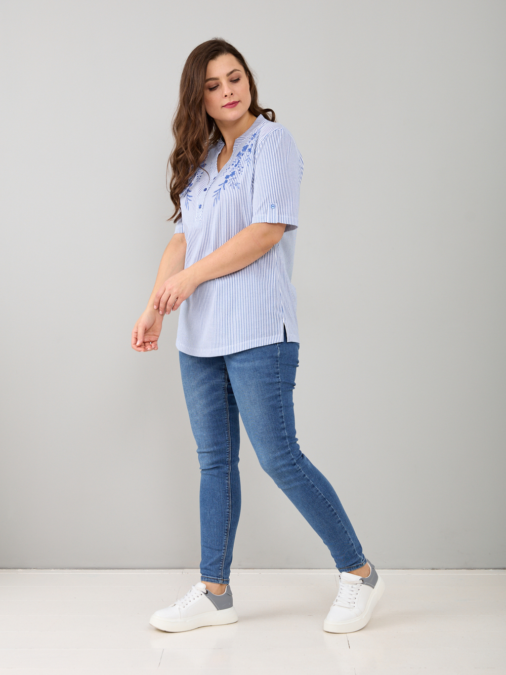 Блузка БЛ-122/белый-цепочкацветы-п