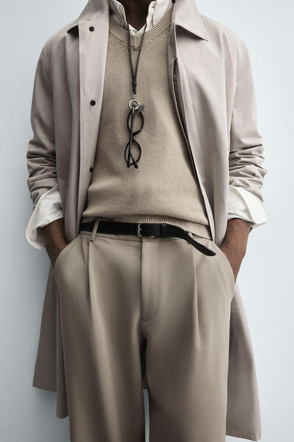 ZARA БРЮКИ RELAXED FIT СО СКЛАДКАМИ, СВЕТЛО-КОРИЧНЕВЫЙ