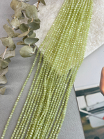 Бусины циркона (фианиты) 3 мм, нить 37 см, салатовый