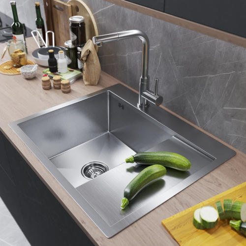 Мойка настол.монтаж 60х50 (3,0) лев. вып 3 1/2  MIXLINE PRO с ФАСКОЙ 20см с сифоном (сатин)