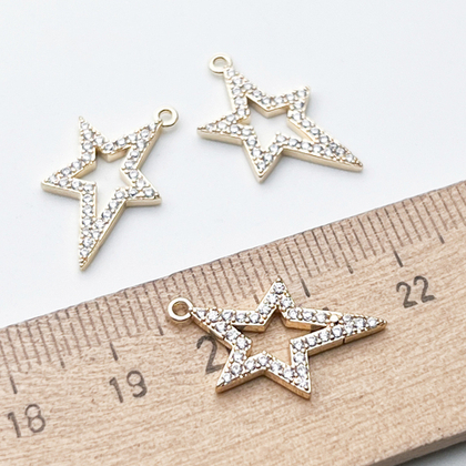 Подвеска Звезда, цвет золото, фианиты, размер 20*12 мм, цена за 1 шт