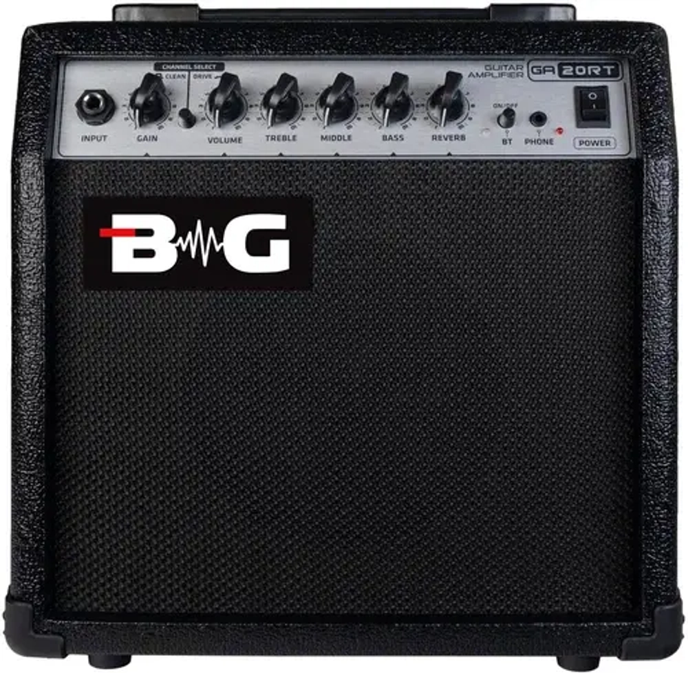 BG GA-20RT Усилитель гитарный комбо, 20 Вт, 6,5", : Input, 2 channel, clean/drive, gain, volume, treble, middle, bass, reverb, Bluethooth.