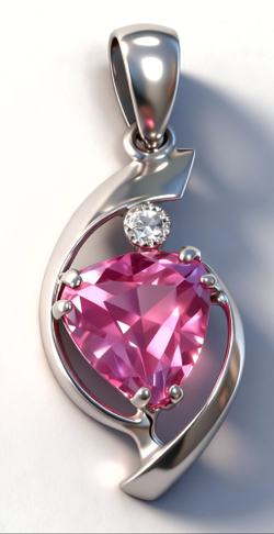 Ювелирная подвеска из серебра 925 пробы,вставка топаз"Pink",фианит