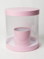 Плотная коробка-аквариум для торта с прозрачными стенками Цвет :Нежно розовый.