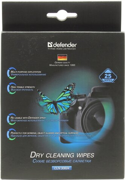 Defender &lt;CLN30604&gt; Сухие безворсовые салфетки (25шт)
