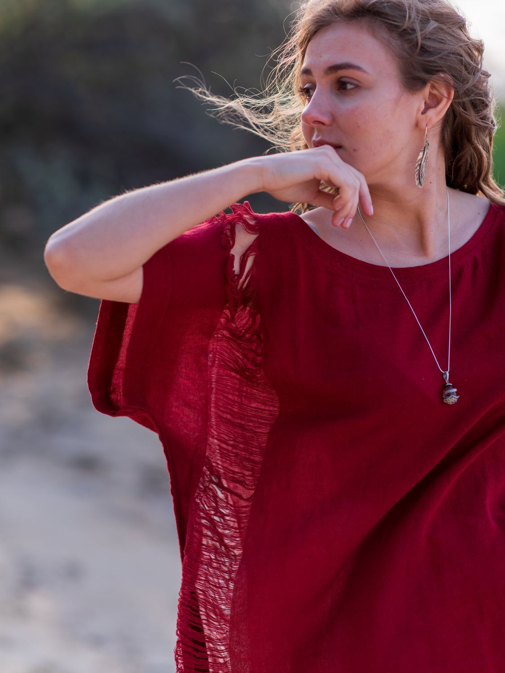 Оверсайз бохо-топ Chintamani (красная охра)