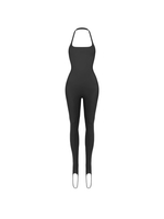 black halter catsuit