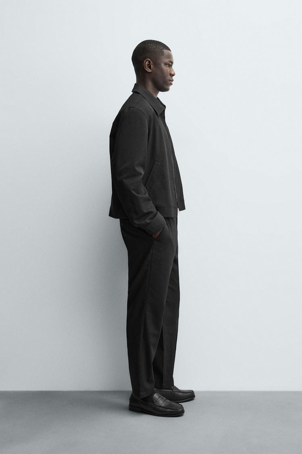 ZARA КУРТКА-РУБАШКА REGULAR FIT, ЧЕРНЫЙ