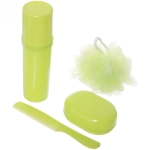 Набор банный дорожный 4шт «Traveler - Полоска», микс 2 цв., (мочалка, футляр 2шт, расческа), 21*12*7см✦