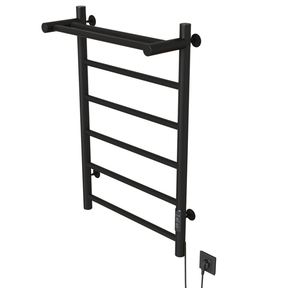 Полотенцесушитель MIXLINE VEGA  80х50 (таймер, 318Вт, 5 перекладин + ПОЛКА) электрический ЧЕРНЫЙ