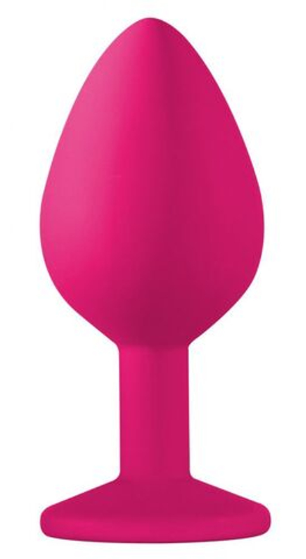 Средняя розовая анальная пробка Emotions Cutie Medium с фиолетовым кристаллом - 8,5 см.