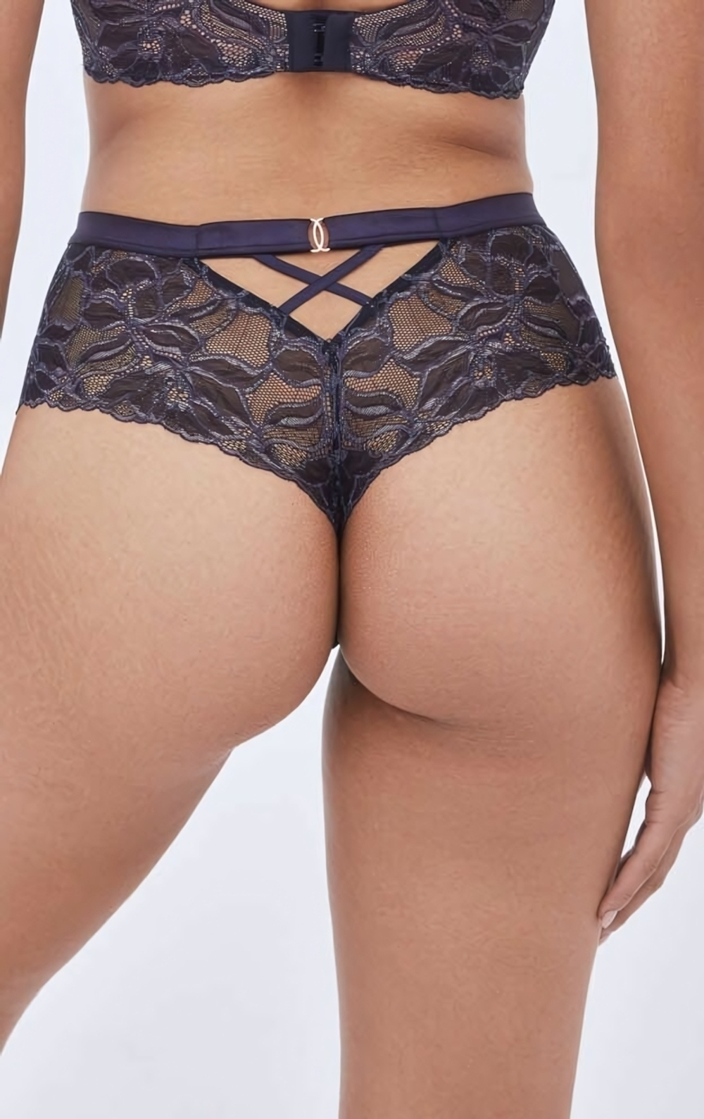 Темно-синие трусики-стринги с высокой талией Glow (Размер: 44) (Цвет: темно-синий)