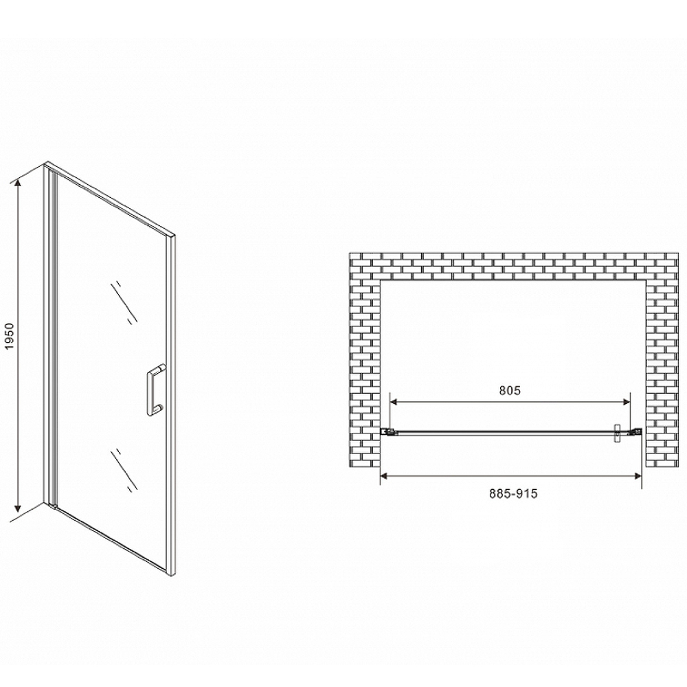 Душевая дверь Abber Sonnenstrand 90 AG04090M профиль Хром стекло матовое