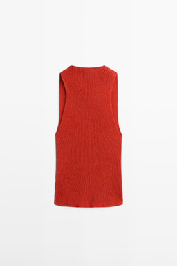 Massimo Dutti Хлопковый топ с драпированным вырезом, жженый