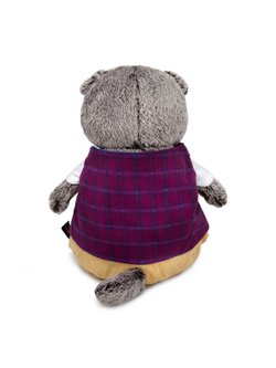 Мягкая игрушка Басик в бордовом жилете с розочкой 30см