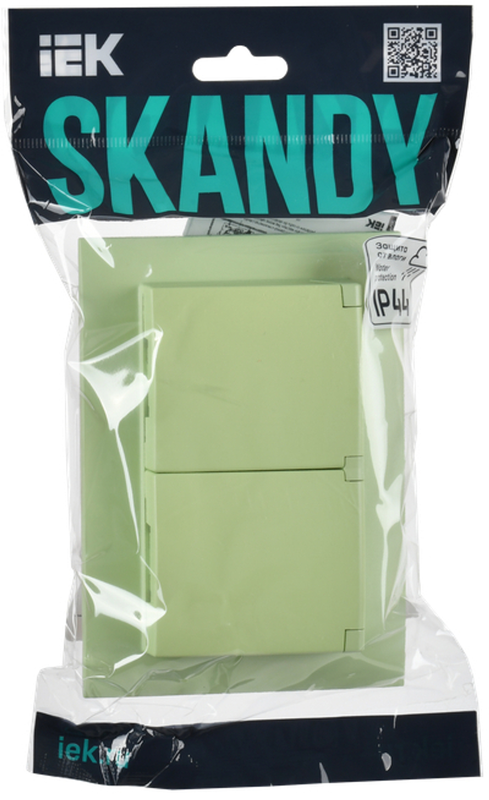 SKANDY Розетка 2-местная и крышкой 16А в сборе IP44 SK-R12G мятный IEK