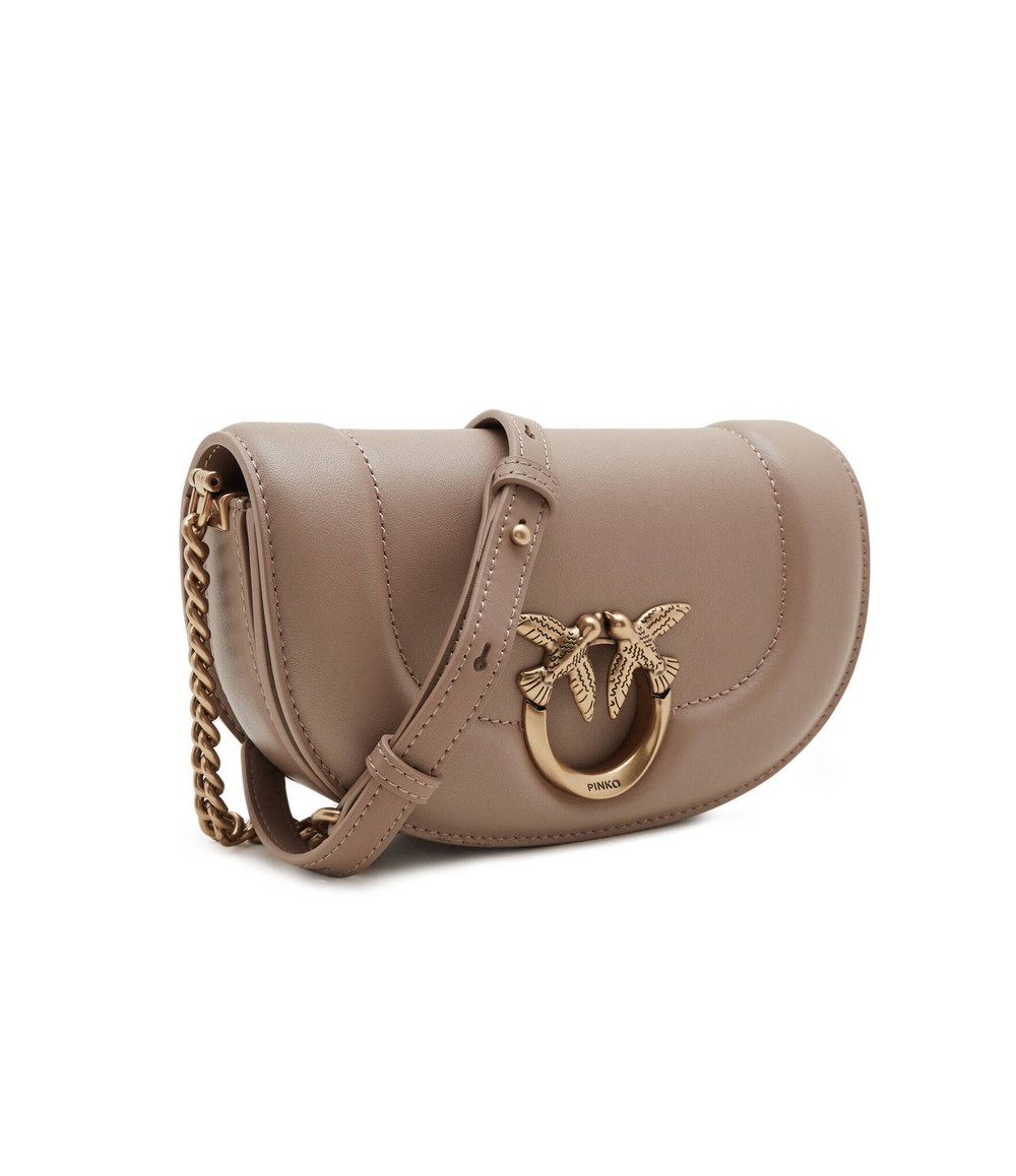 Кожаная сумка через плечо ROUND CLICK BAGUETTE BABY VITE Pinko - бежевый(101971 A0QO)