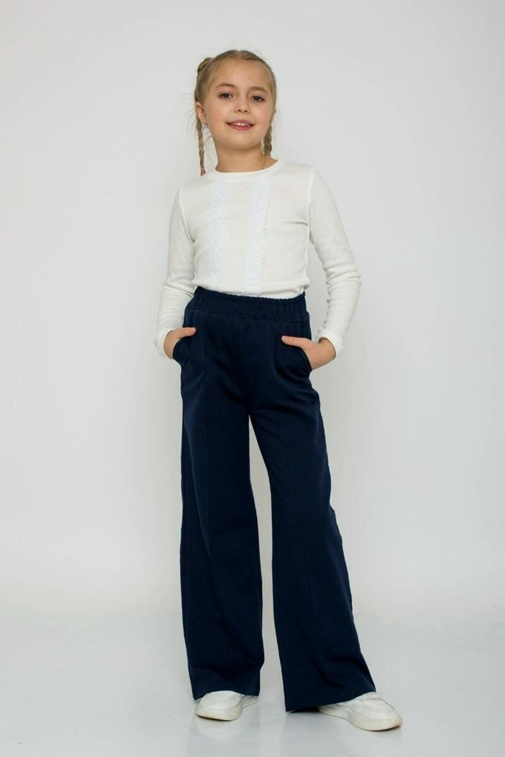 Брюки "Школа-3", р. 134, тёмно-синий, (Ивашка)