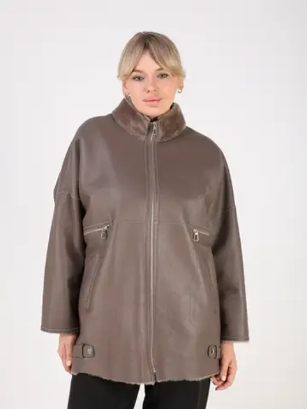 Дубленка зимняя натуральная оверсайз больших размеров