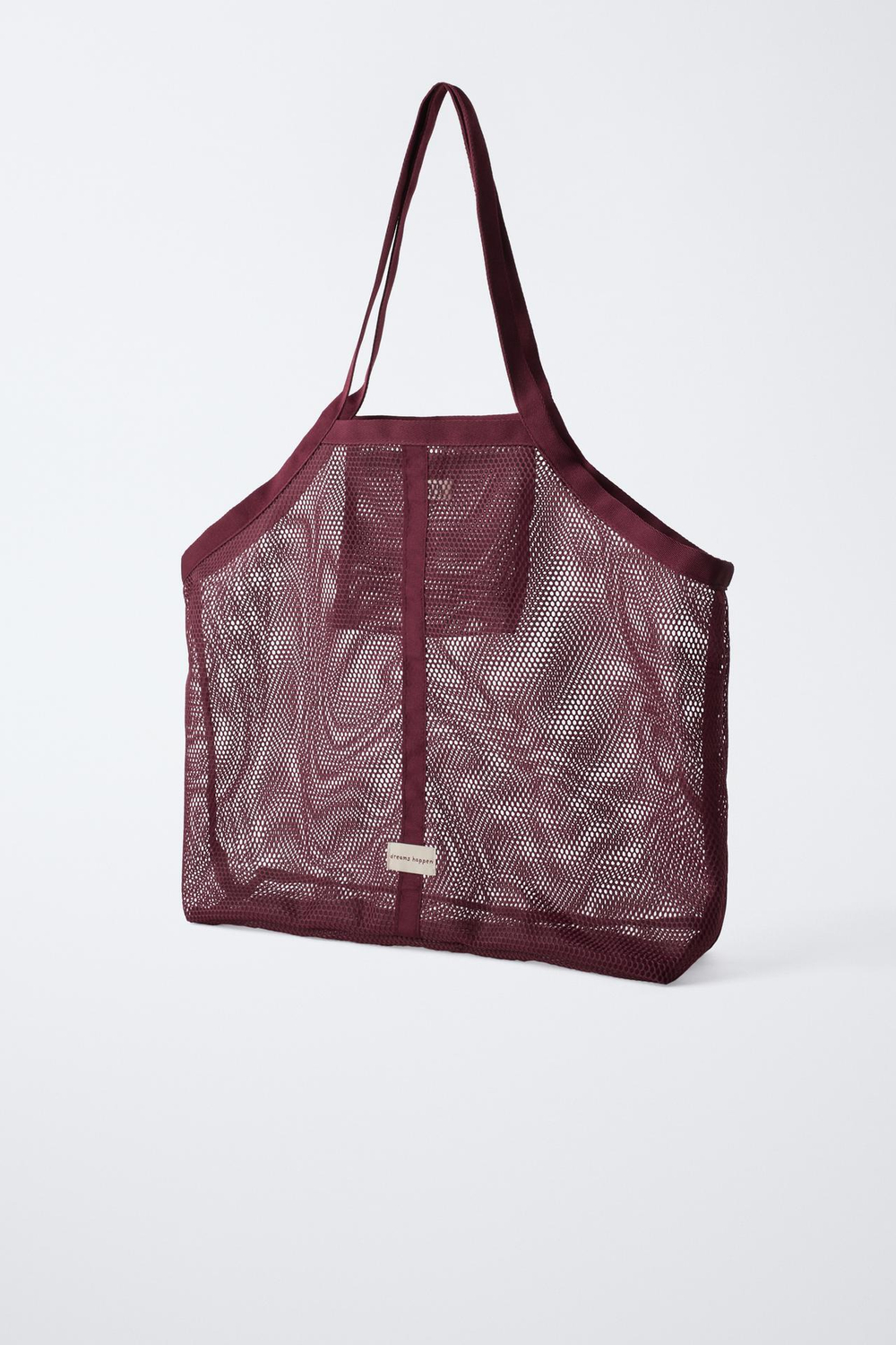 ZARA СЕТЧАТАЯ СУМКА-ШОПЕР, БОРДОВО-КРАСНЫЙ